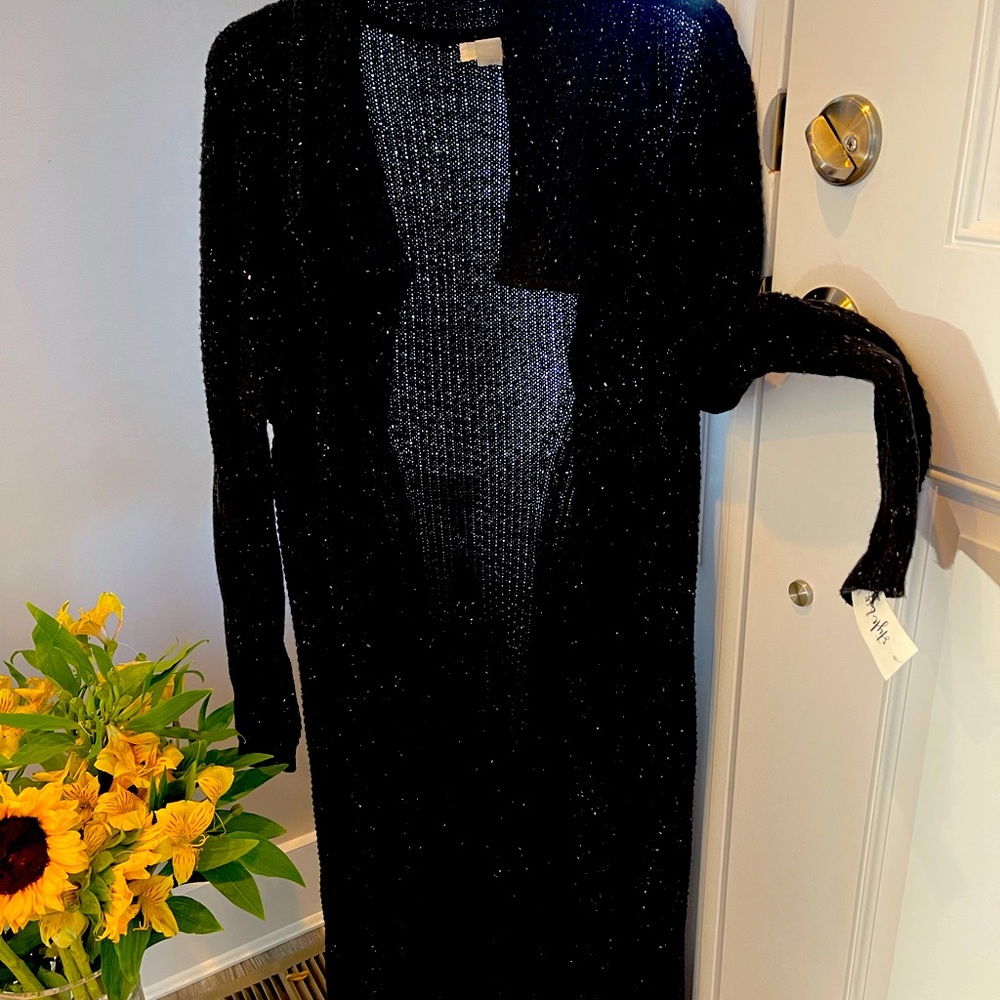 Open duster length Cardigan style sweater